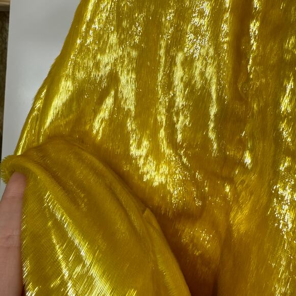 Theia NWT One Shoulder Fuzzy Texture Gold Maxi Gown Size 4 *Sample Dress* - Picture 9 of 9